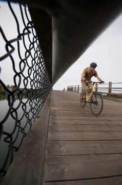 Cycle commuting, Galloping Goose Trail, Victoria, British Columbia, Canada Stock Photos