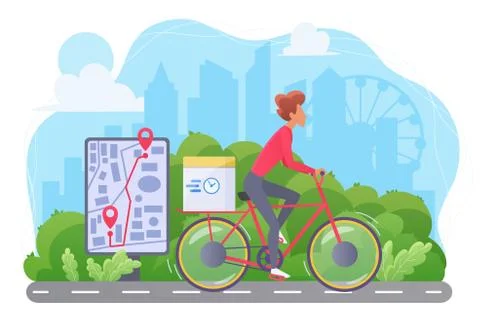 Cycle delivery flat vector illustration Stock Illustration