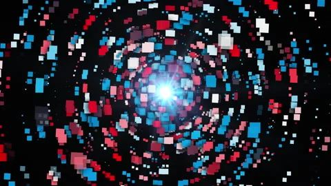 Cycle of digital abstract building blocks Stock Footage 156013250