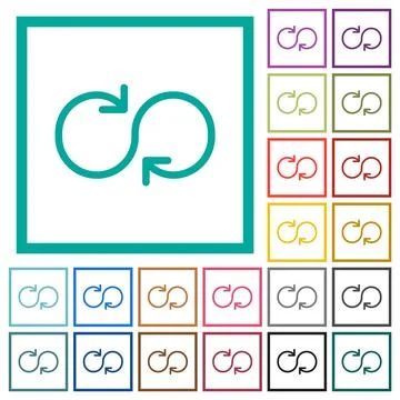 Cycle flat color icons with quadrant frames Stock Illustration
