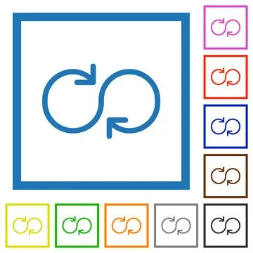 Cycle flat framed icons イラスト素材