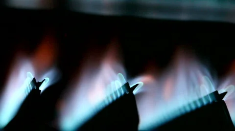 On / Off cycle of a gas furnace burners Stock Footage