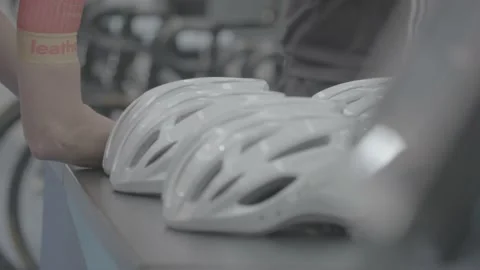 Cycle helmets Stock Footage
