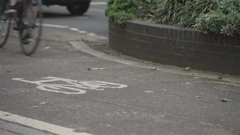 Cycle Lane with cyclist Stock Footage 93203456
