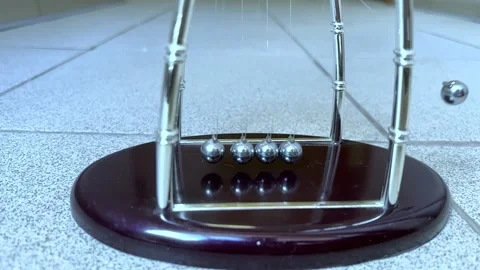Cycle of movement of Newton's cradle Stock Footage 202609530