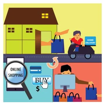 A cycle of online shopping Stock Illustration