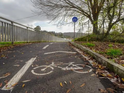 Cycle path in Cambre La Coruna Spain Stock Photos