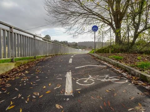 Cycle path in Cambre Spain Stock Photos