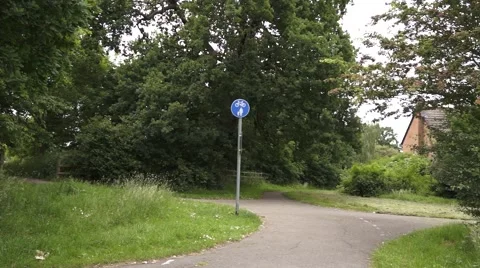 Cycle Path with Cycle Path Sign Video stock 64255217