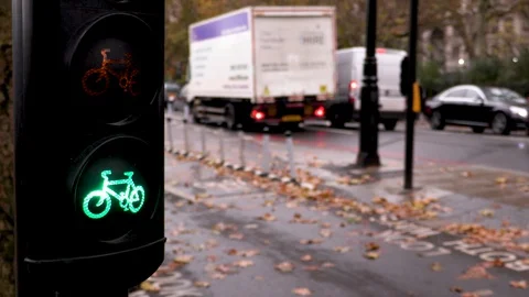 Cycle path in London Stock Footage 120284935