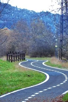 A cycle path in the mountains. 스톡 사진