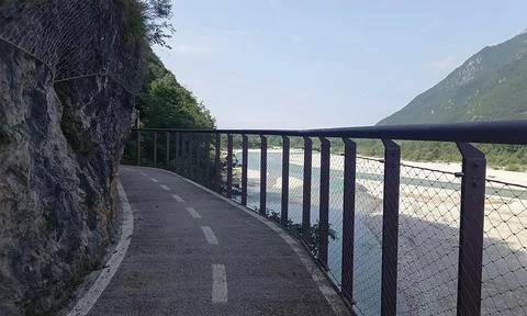 Cycle path over the river Stock Photos