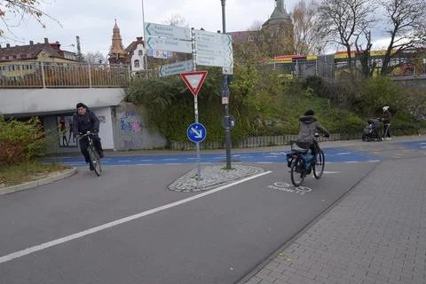 Cycle paths, Konstanz, Germany Stock Photos