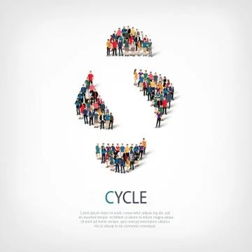 Cycle people sign 3d Stock Illustration