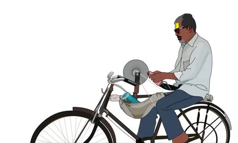 Cycle-powered Knife Sharpener Illustrazione stock