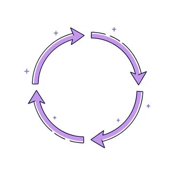 Cycle, process, arrows. Hand-drawn illustration Stock Illustration