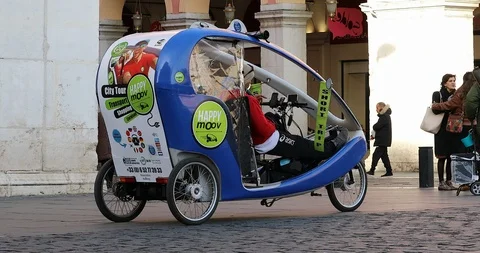 Cycle Rickshaw Driver Waiting For Customers In Nice France Stock Footage 102177148