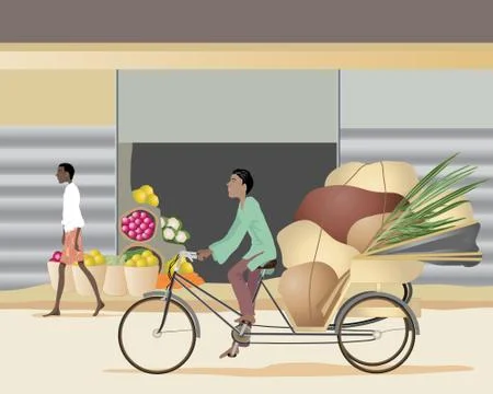 Cycle rickshaw Stock Illustration