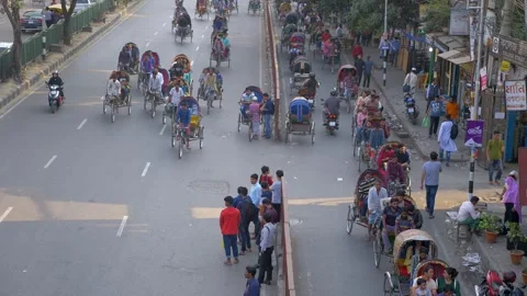 Cycle Rickshaw lane in Dhaka Video stock 246294228