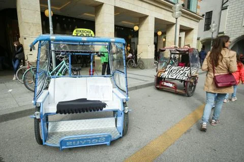 Cycle rickshaw in Munich Stock Photos