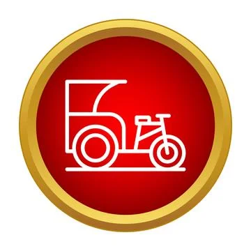 Cycle rickshaw outline icon in red circle Stock Illustration