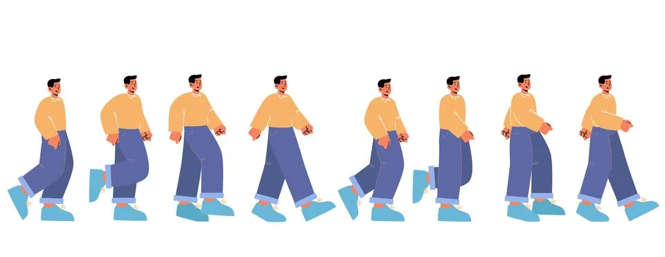 Cycle sequence of man walk Illustrazione stock