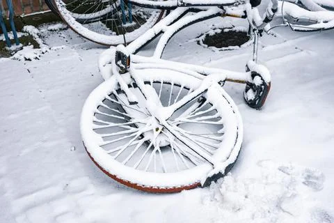 Cycle in the snow Stock Photos