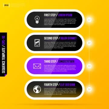 Cycle template with 4 steps on bright yellow background. EPS10 Stock Illustration