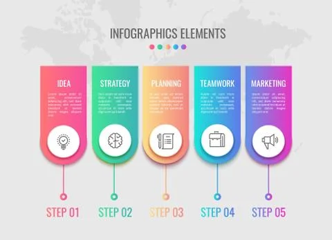 Cycle timeline. Business infographic elements timeline with 5 steps workflow Stock Illustration