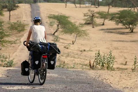 Cycle touring in India Stock Photos