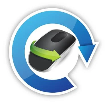 Cycle. wireless computer mouse isolated on white background Illustrazione stock