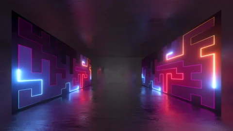 Cycled 3d animation, 4k abstract background. Wide digital screens. Stock Footage 235536029