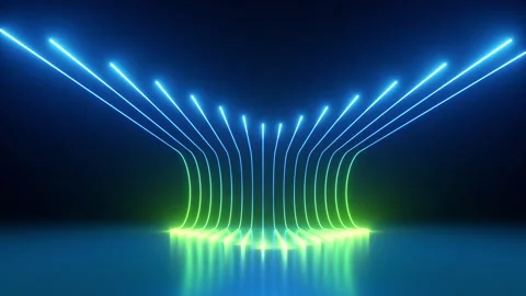 Cycled 3d animation. Abstract animated background of green blue neon lines Stock Footage 252040238