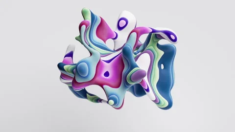 Cycled 3d animation, abstract background of colorful morphing shapes Stock Footage 231628145