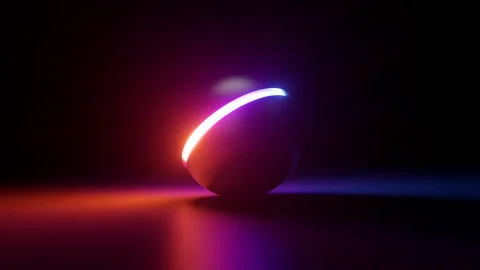 Cycled 3d animation, abstract background of ball with neon line Stock Footage 241407363