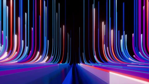 Cycled 3d animation. Abstract background. Blue pink neon stripes Stock Footage 247410872