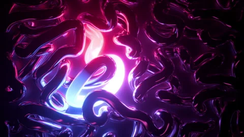 Cycled 3d animation, abstract background of pink blue red neon light Stock Footage 247416349