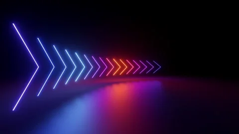 Cycled 3d animation, abstract background with flashing neon arrows Stock Footage 259707298