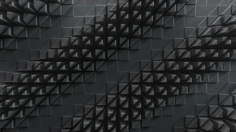 Cycled 3d animation, abstract black geometrical background with industrial Stock Footage 169112251