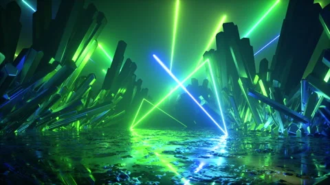 Cycled 3d animation, abstract blue green neon background Stock Footage 216765742