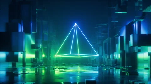 Cycled 3d animation, abstract blue green neon background. Stock Footage 233509397