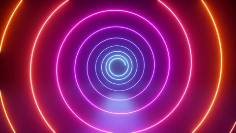 Cycled 3d animation, abstract geometric neon background, glowing spiral line Video stock 241407486