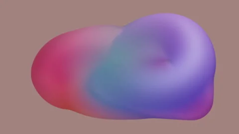 Cycled 3D animation. An abstract multicolored gradient bubble flows Stock Footage 306623245