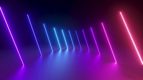 Cycled 3d animation, abstract neon background with spinning neon lines Stock Footage 197769993