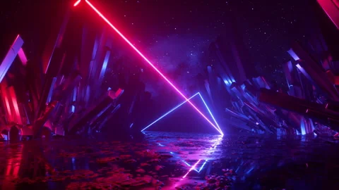 Cycled 3d animation, abstract neon background, extraterrestrial landscape 動画素材 202248489