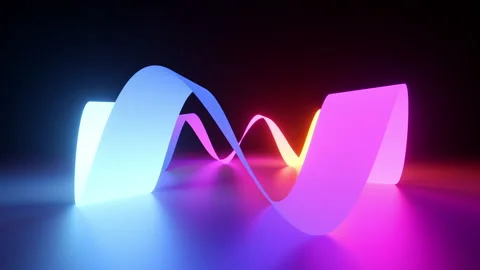 Cycled 3d animation, abstract neon background with colorful wavy ribbon Stock Footage 229706795