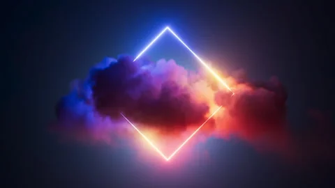 Cycled 3d animation, abstract neon geometric background. Stock Footage 255665796