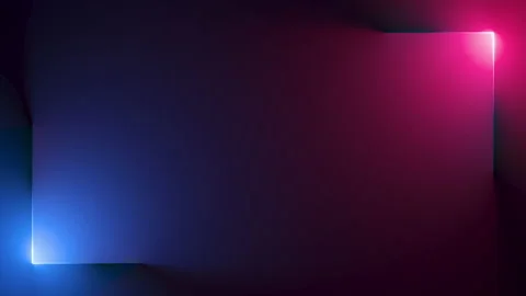 Cycled 3d animation, abstract simple background with neon frame Video stock 219925420