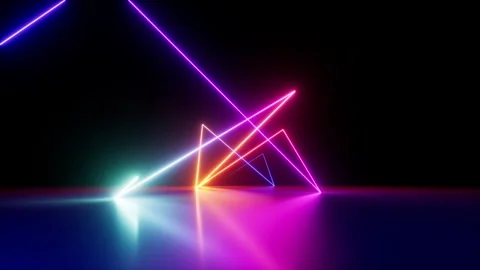 Cycled 3d animation, abstract simple background with neon zigzag line Video stock 284373869