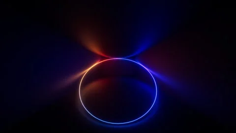 Cycled 3d animation, geometric linear ring, glowing with neon light Stock Footage 308303669